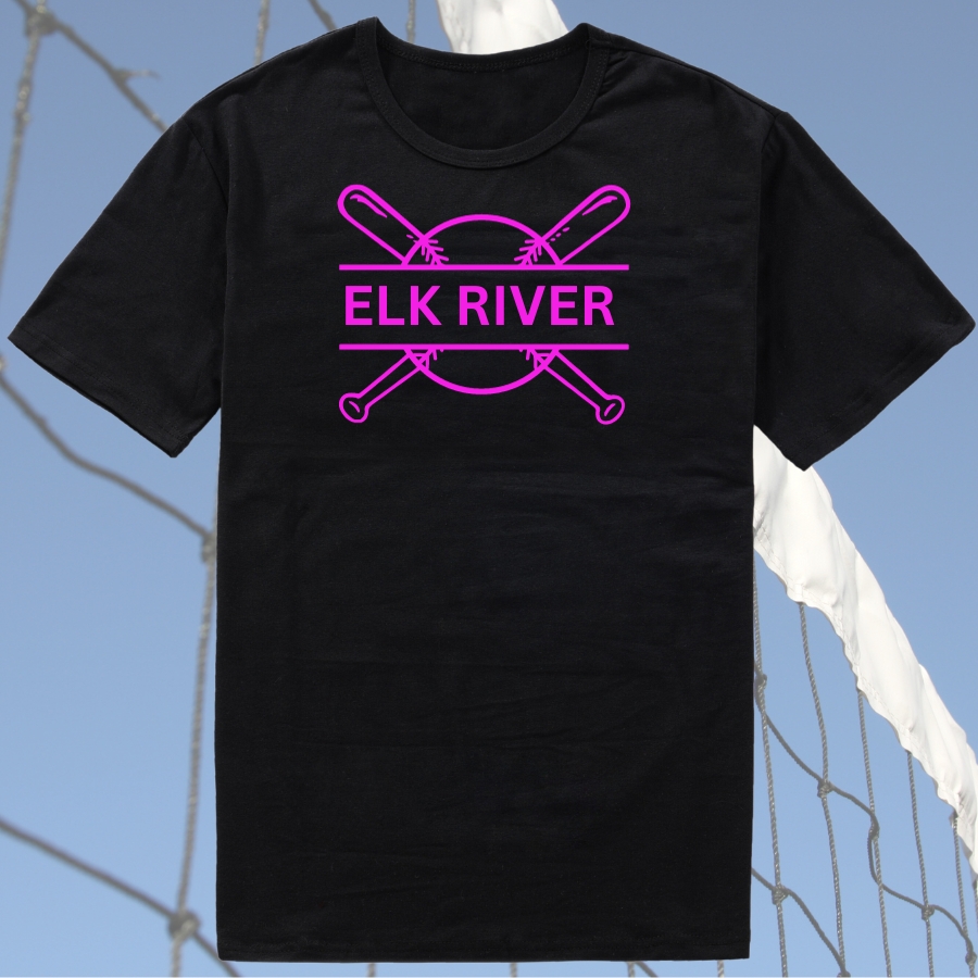Black t-shirt with neon pink Classic Vinyl HTV heat transfer design