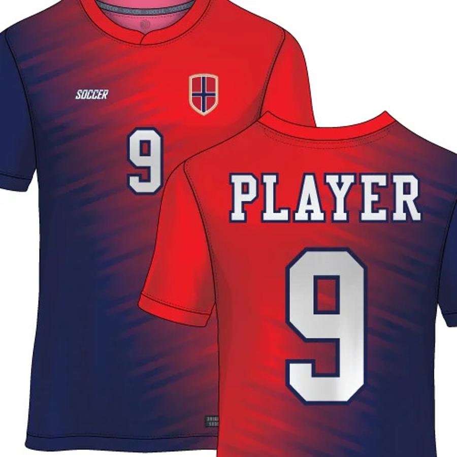 Red soccer jersey with Hot Printz™ DTF names and numbers from Apex Transfers