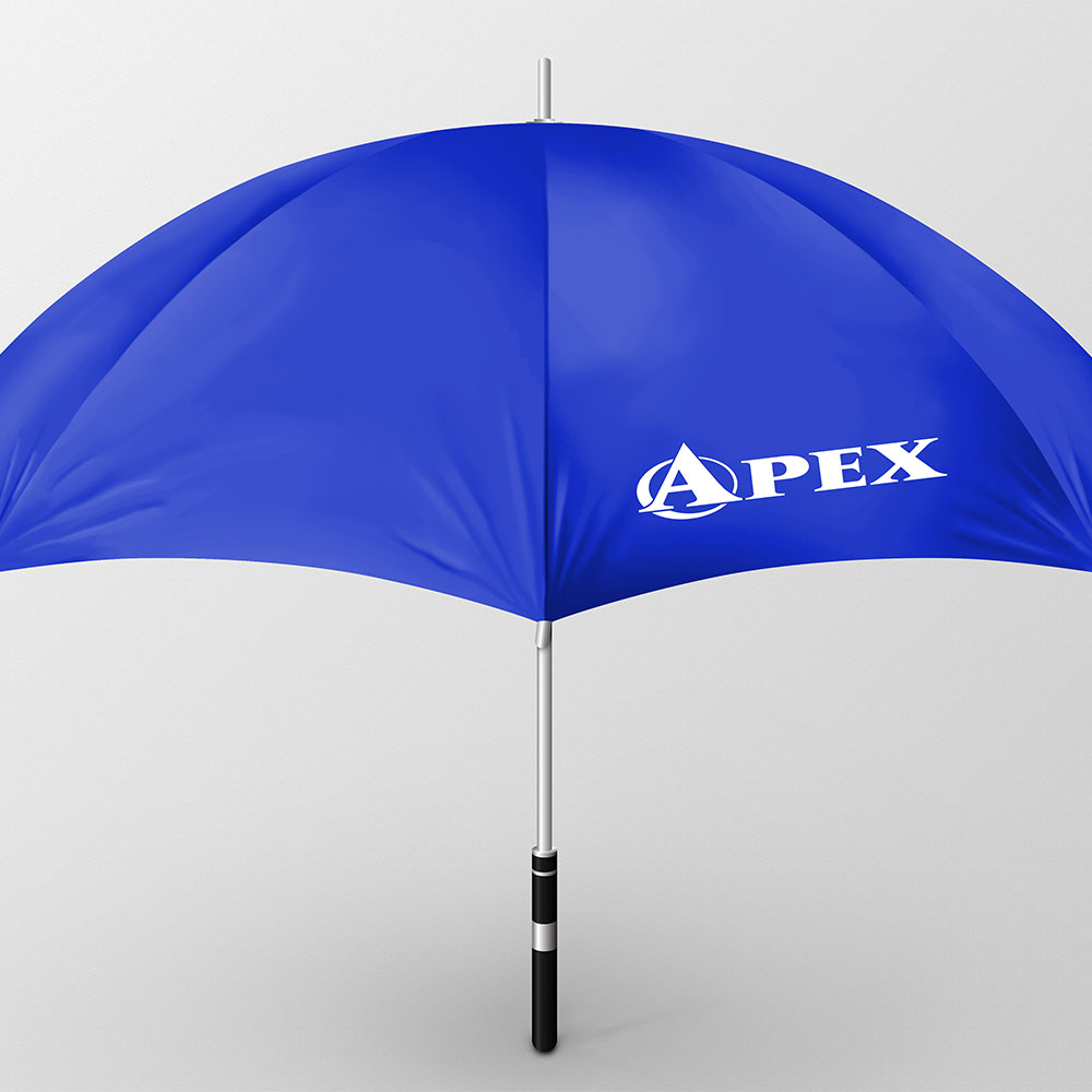 Royal blue umbrella decorated with white nylon heat transfer vinyl