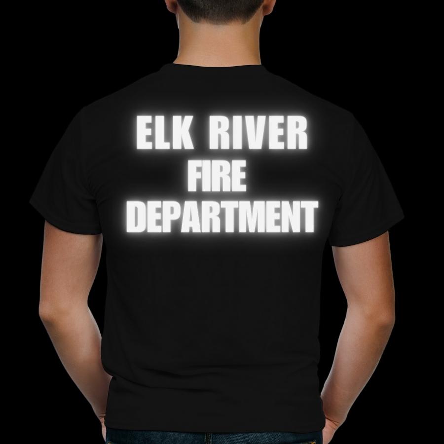 Custom reflective heat transfer applied to a black shirt