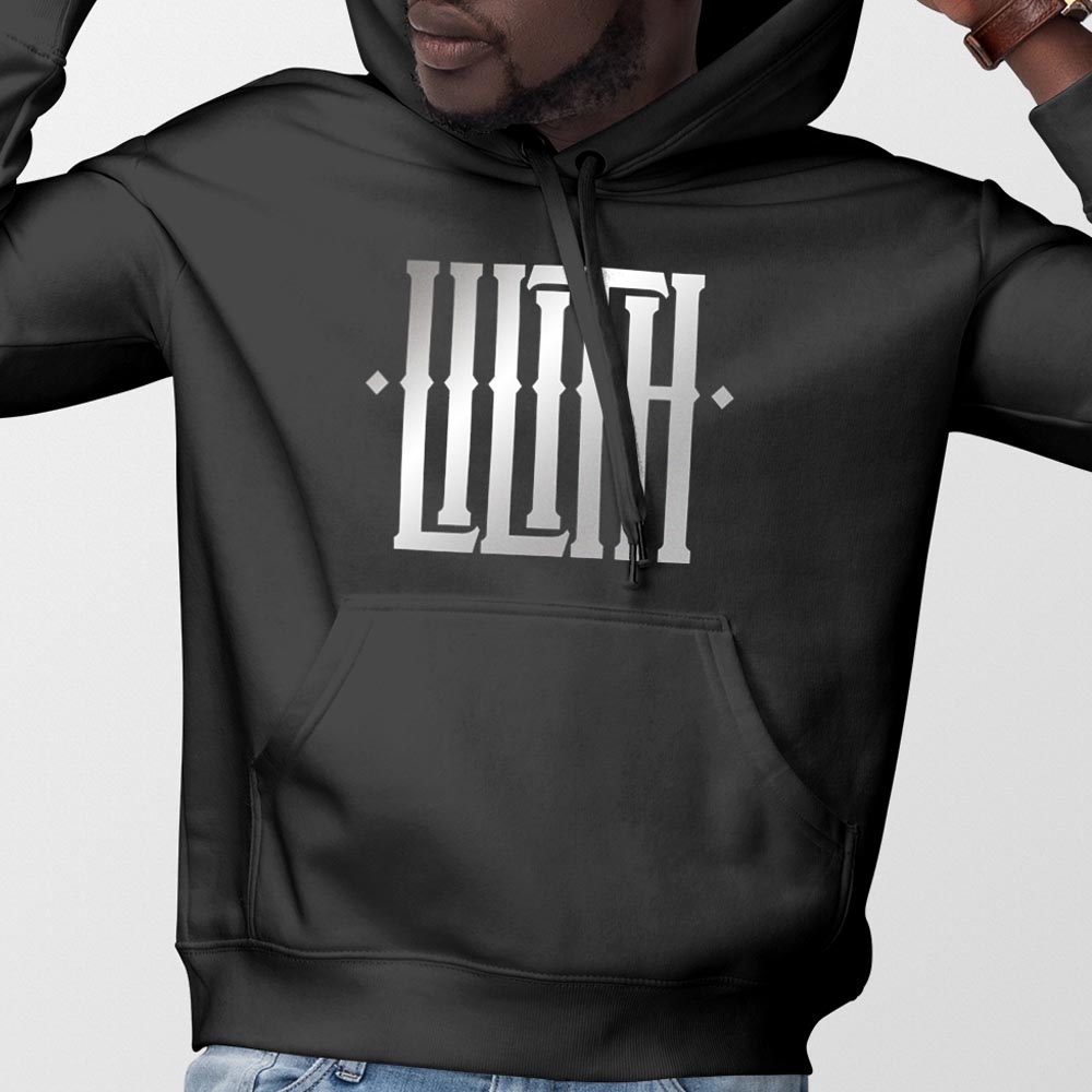 Reflective heat transfer vinyl lettering on dark apparel