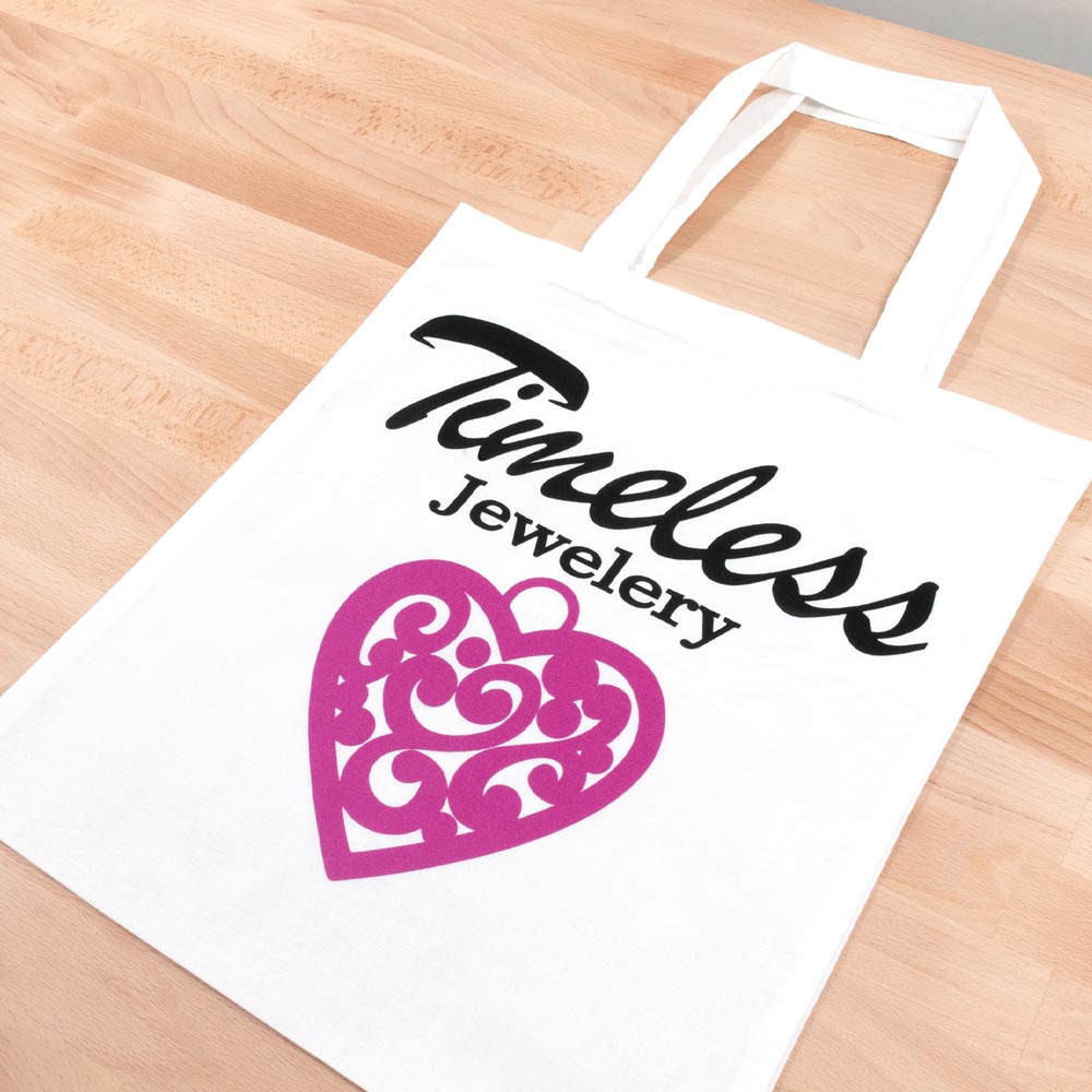 Flock vinyl heat transfer sample on white background