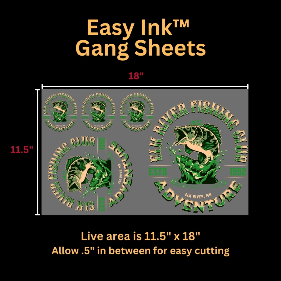 asy Ink™ gang sheet showing multiple clear film transfer designs