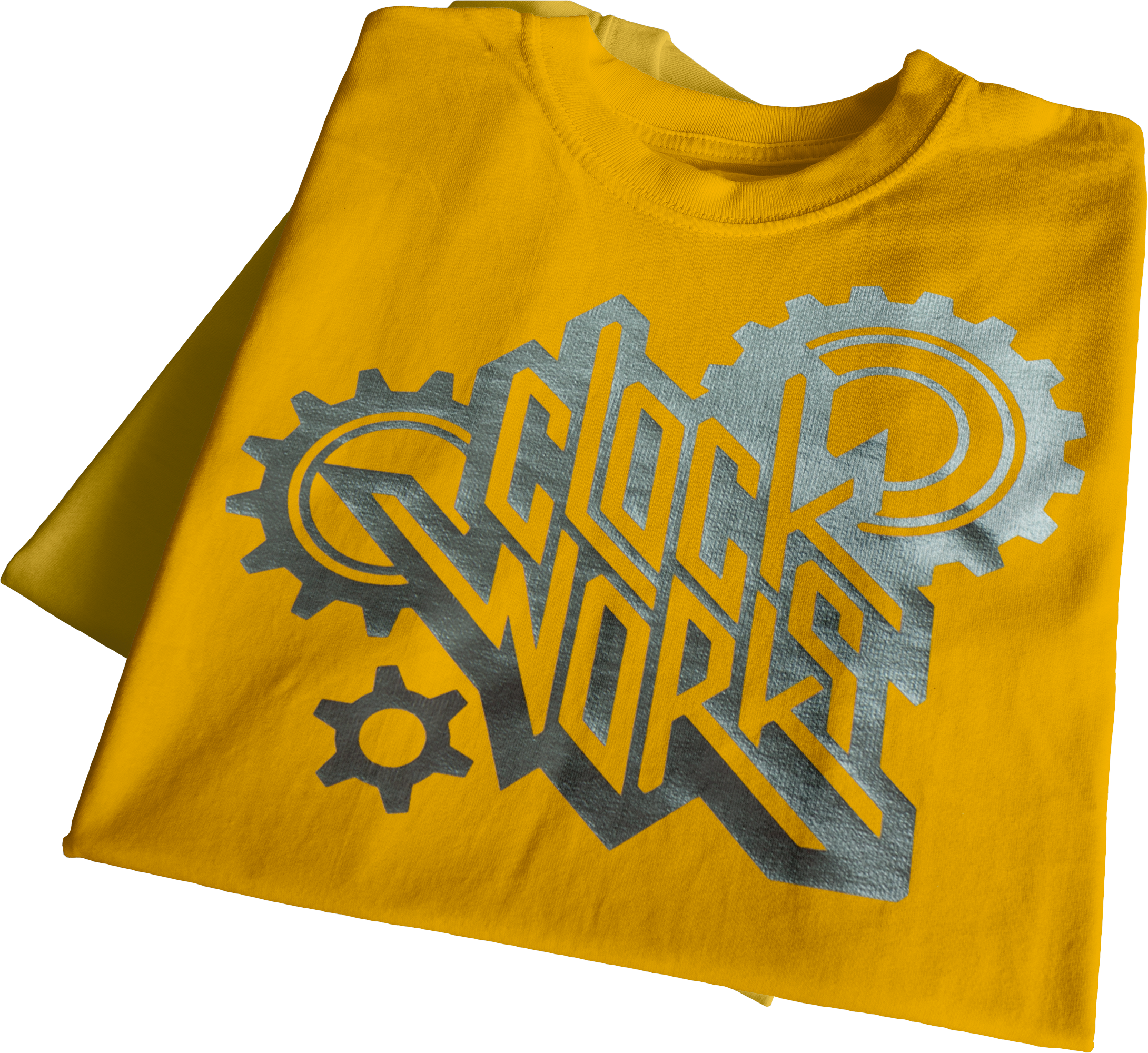 Yellow cotton t-shirt printed with silver electric HTV