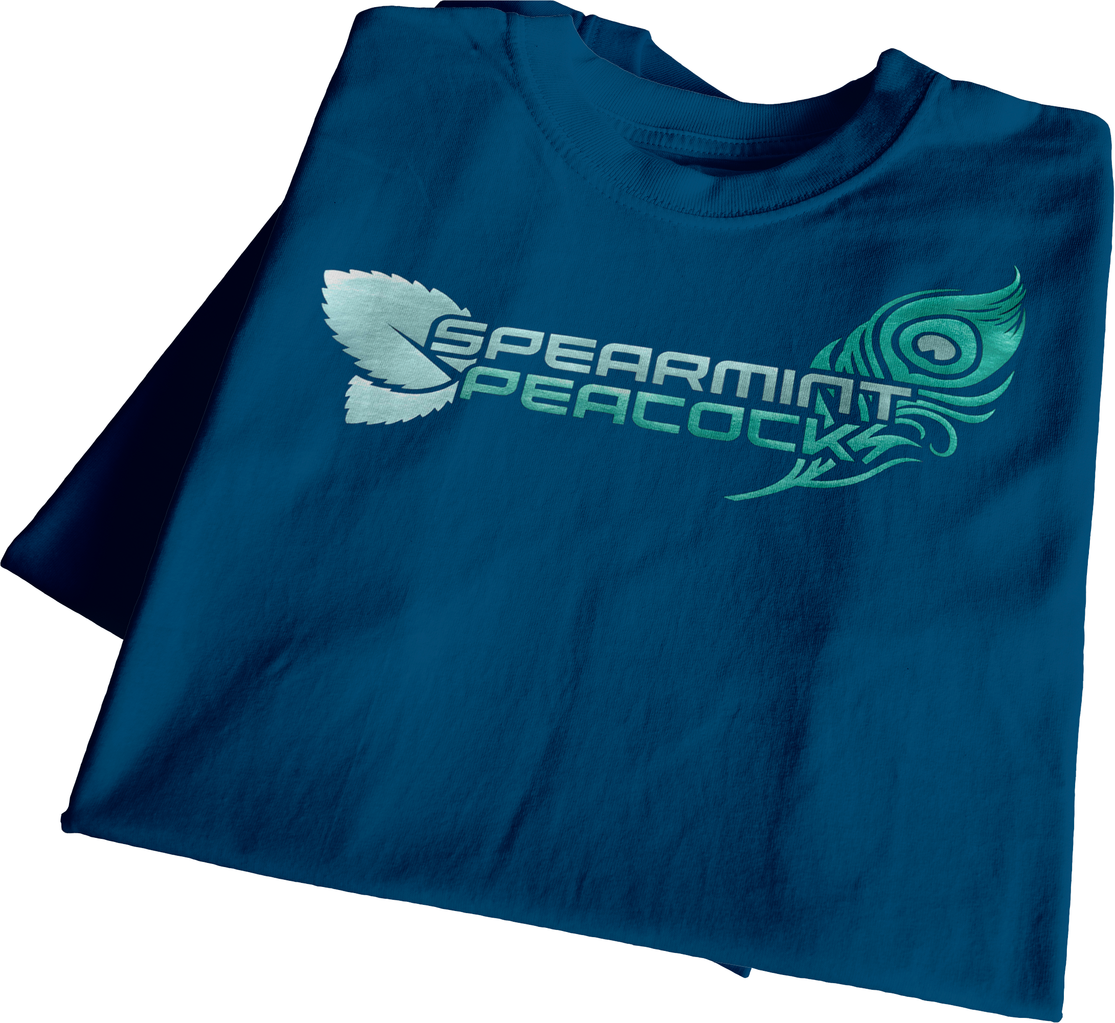 Navy cotton t-shirt printed with spearmint green electric HTV