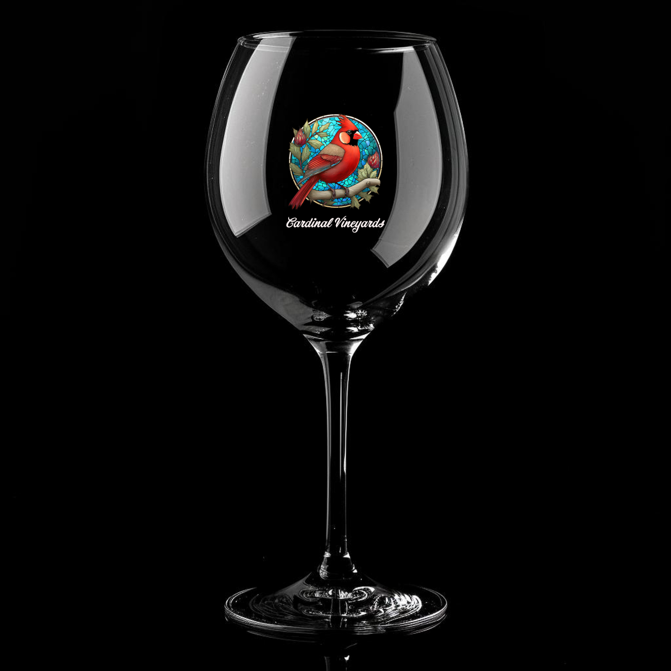 UV DTF transfer sticker applied to full wine glass