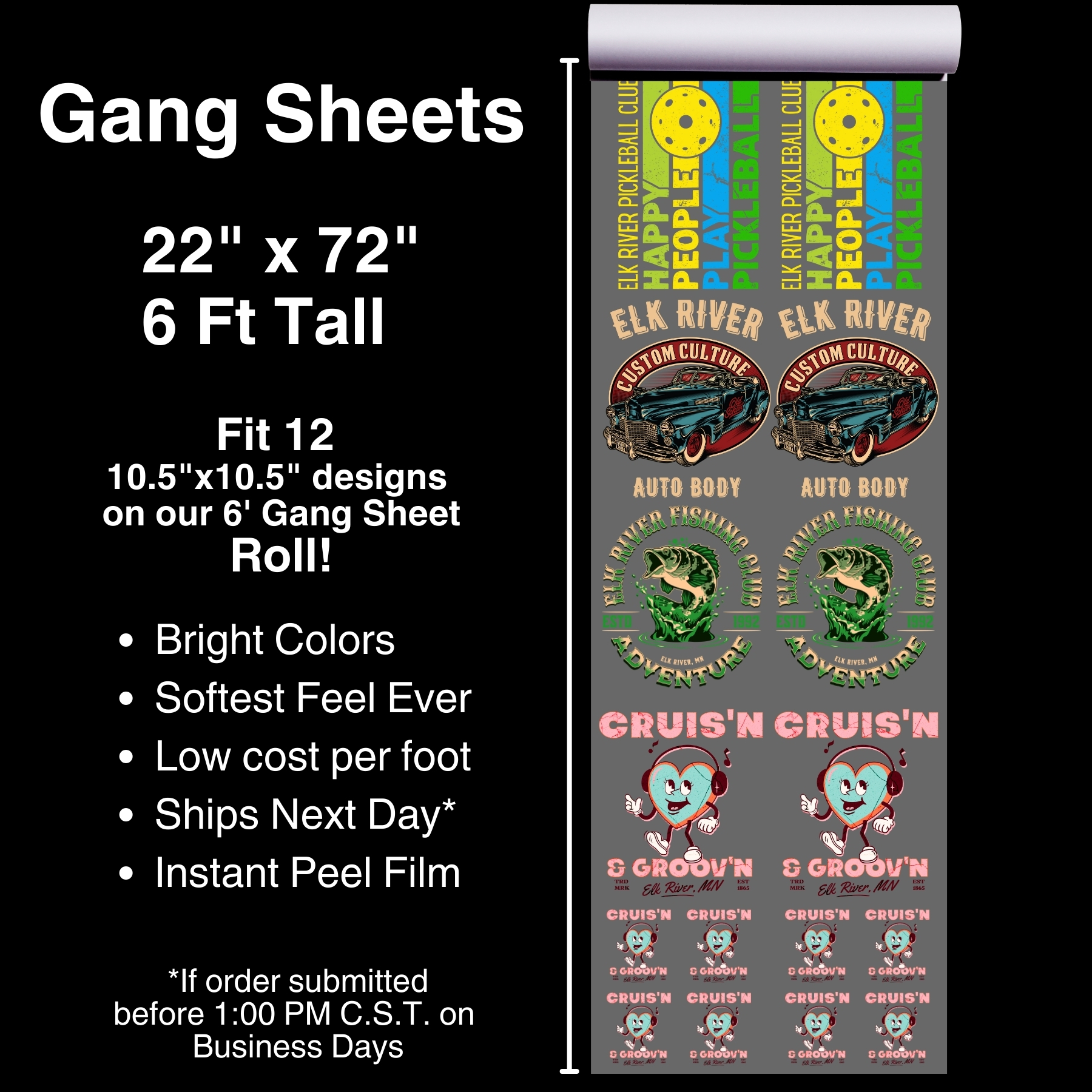 Hot Printz™ DTF gang sheet print layout sample