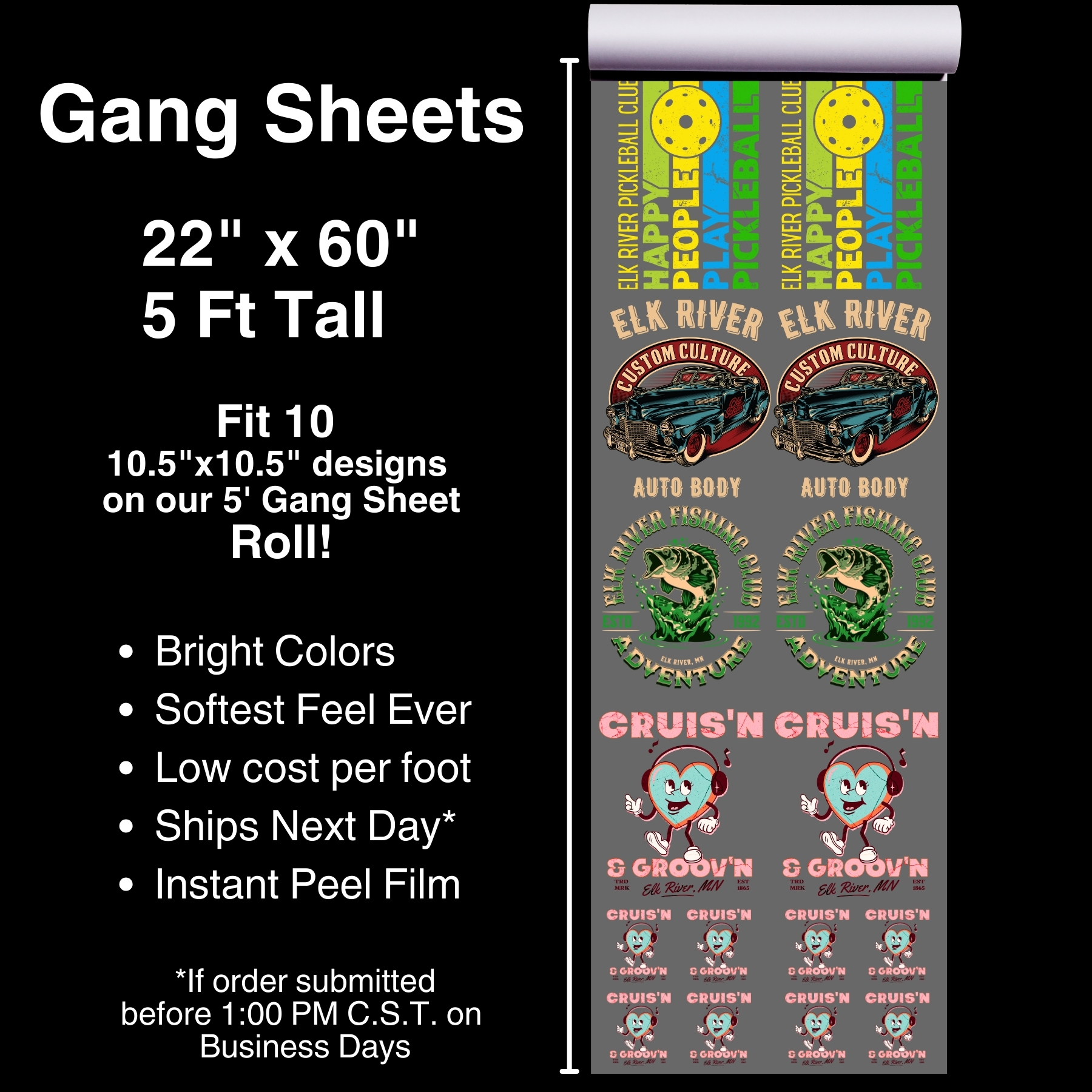Hot Printz™ DTF gang sheet upload example by Apex Transfers