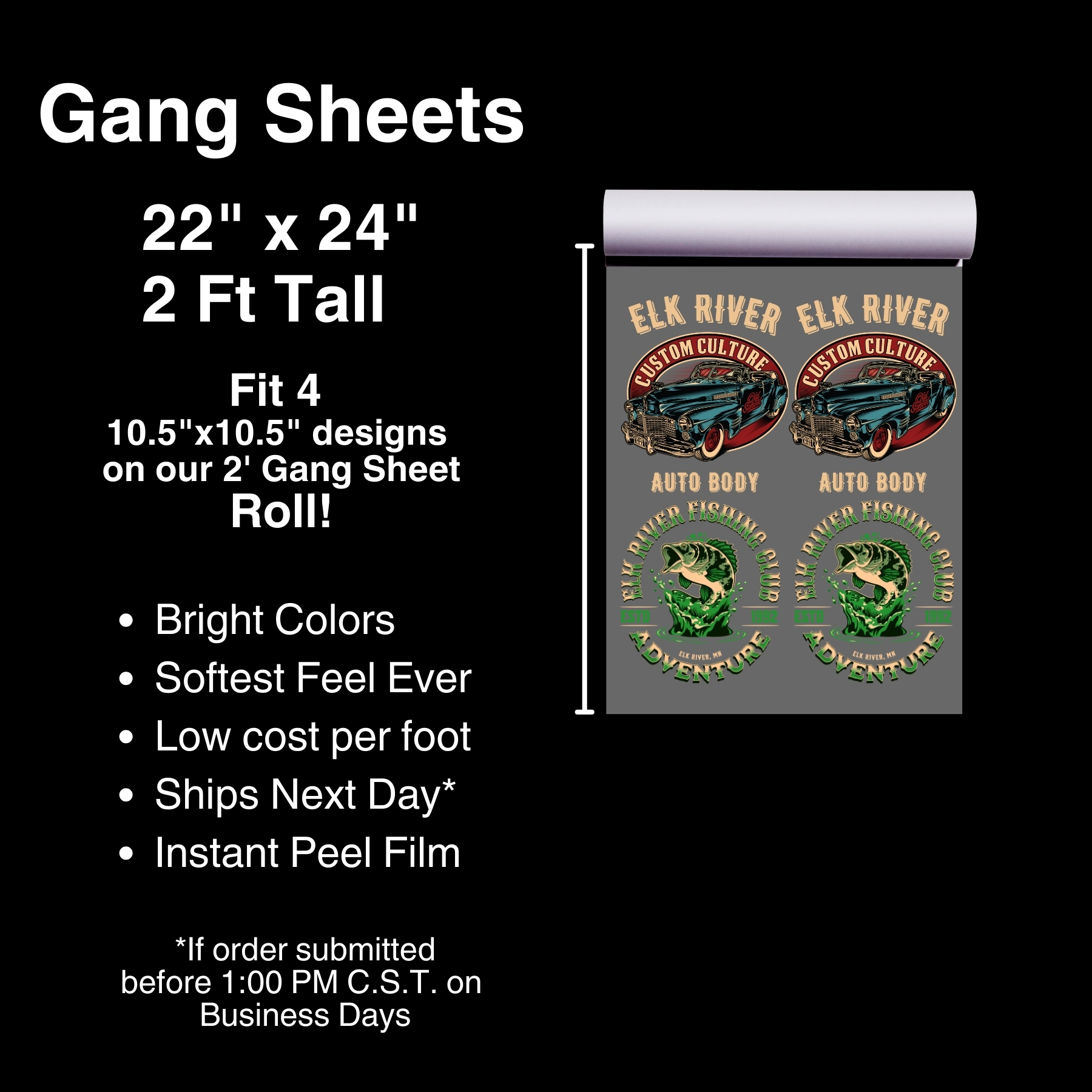 Hot Printz™ DTF gang sheet preview layout by Apex Transfers