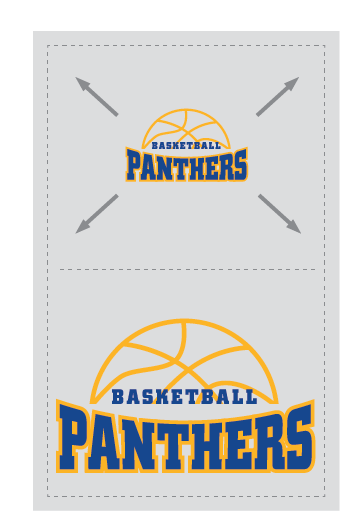 Panthers custom transfer artwork with size specifications