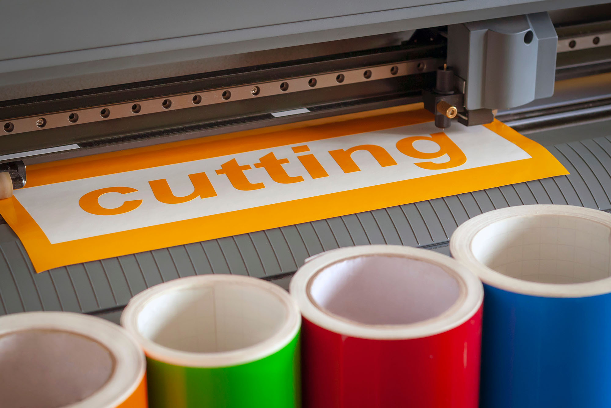 Assorted rolls of heat transfer vinyl in multiple colors