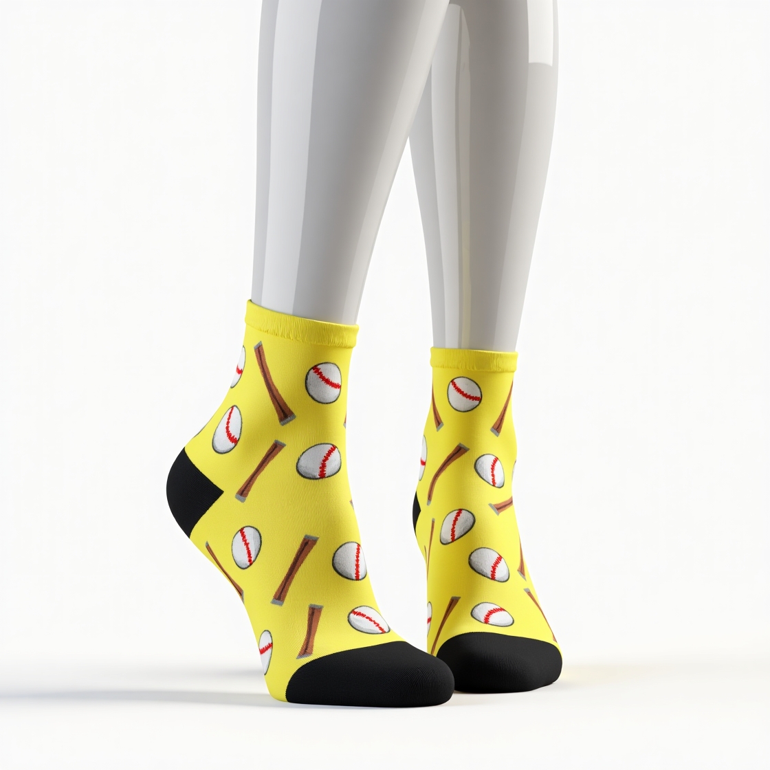 Yellow baseball socks with custom heat transfer design by Apex Transfers