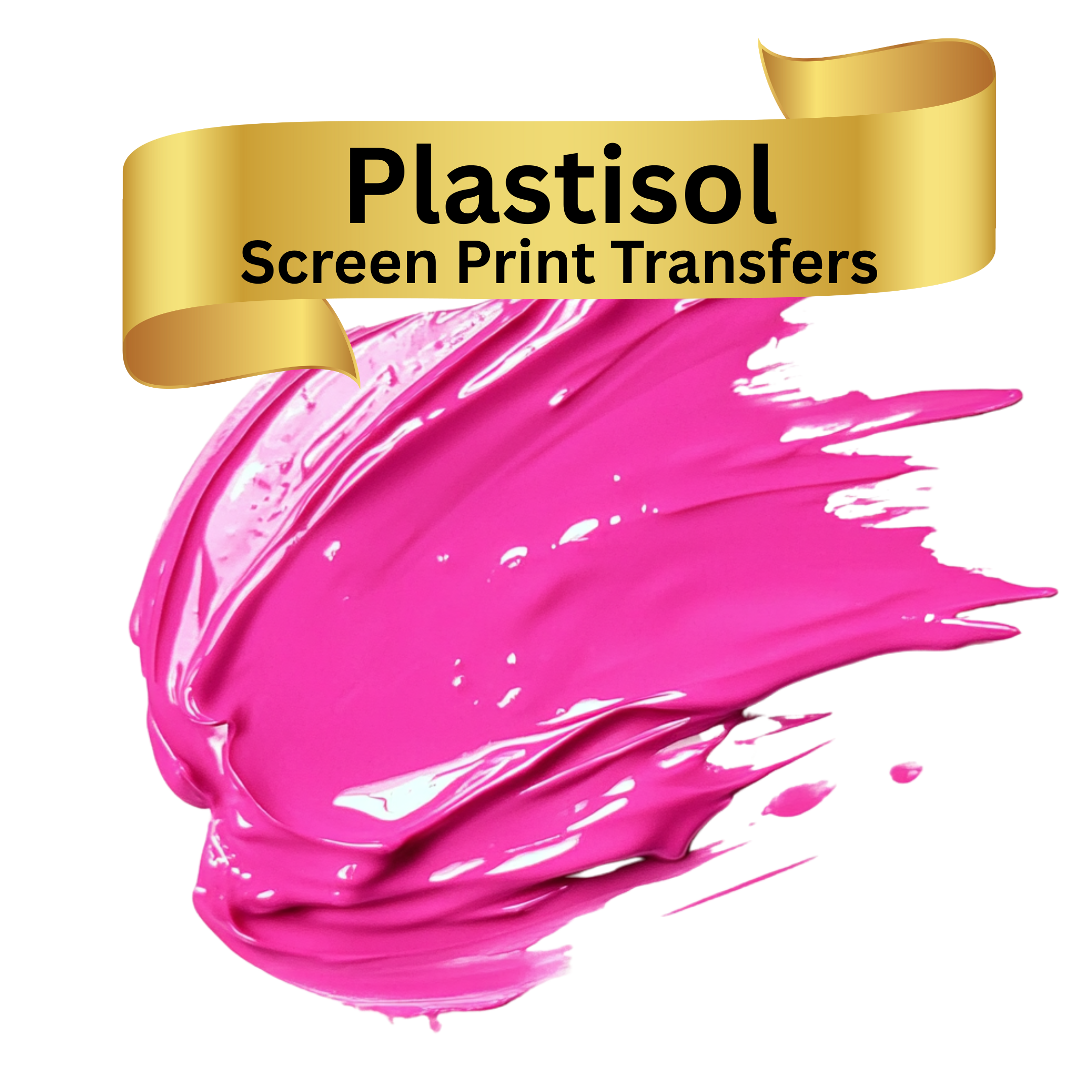 Pink plastisol ink splash graphic for custom screen print transfers